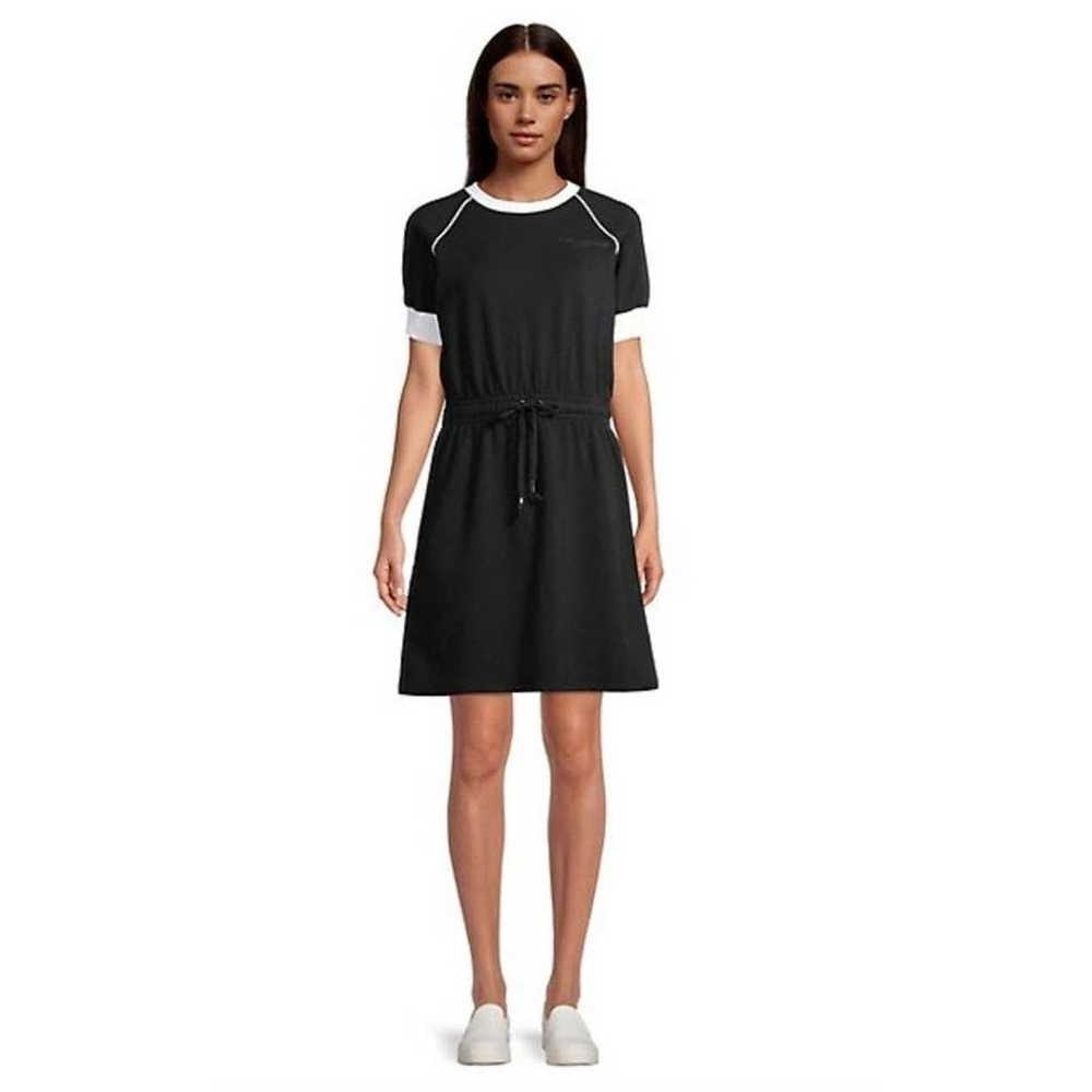 Karl Lagerfeld Women's Black Drawstring Waist Ringer T-Shirt Dress Size Small